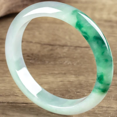 

Myanmar jade light green two-tone 54-62mm bracelet elegant princess jewelry, best gift for mother to girlfriend