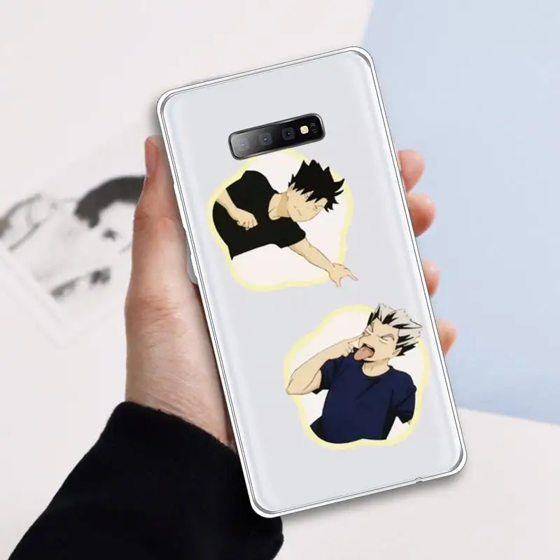 

HAIKYUU!! anime School badge style Phone Case Transparent For Samsung Galaxy A 71 21s S note 8 9 10 plus 20 ultra