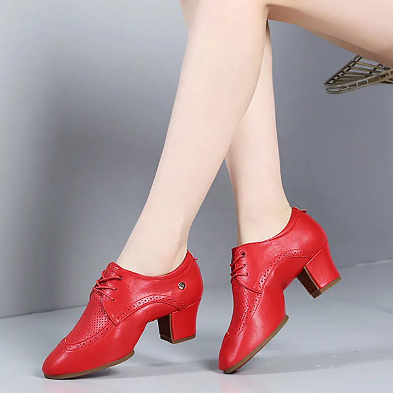 Women Latin Dancs Shoes Jazz Salsa Ballroom Shoes Ladies Heels 5cm Modern Tango Sneakers Red Party Female Modern Dancing Shoes