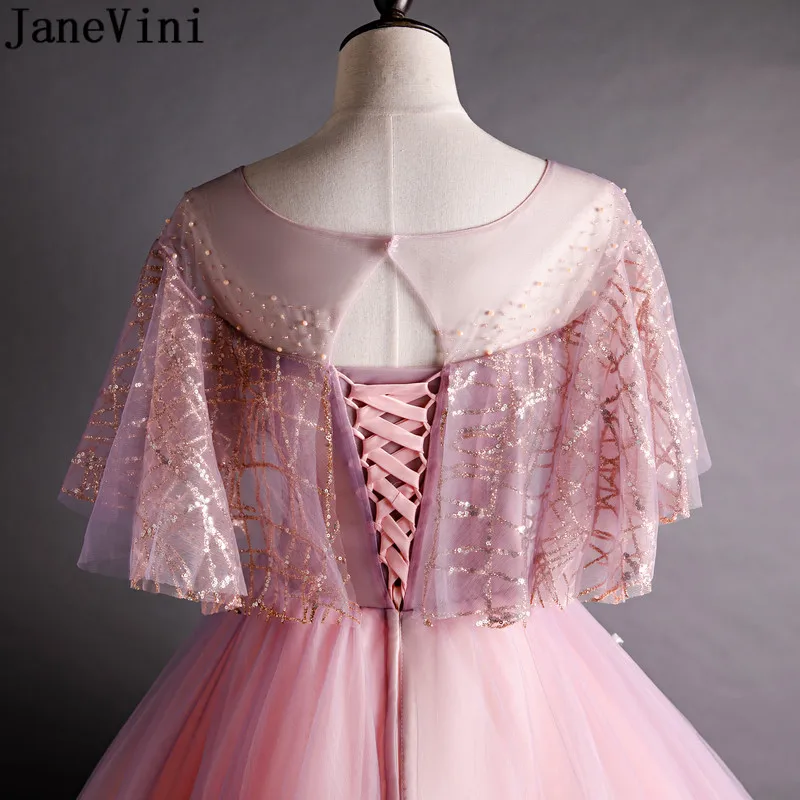 Винтажное розовое платье jaevini для Quinceanera 2021 жемчужины блестки цветы из бисера