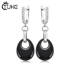 Серьги-гвоздики из настоящей керамики женские, элегантные свадебные вечерние ювелирные украшения с гладкой керамикой в форме капли воды, черный белый розовый синий