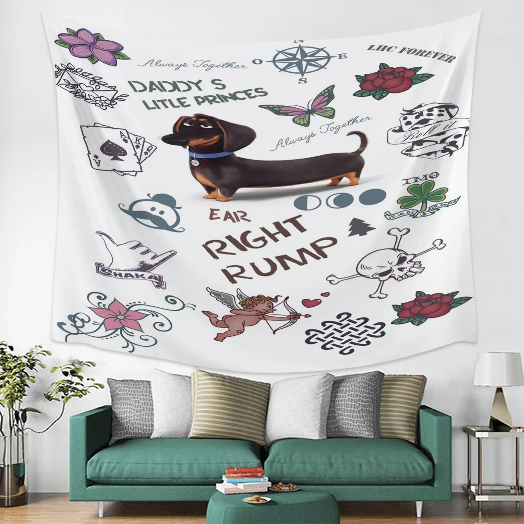 Цветок таксы Любовь Покер компас настенный Декор стены Искусство гобелен