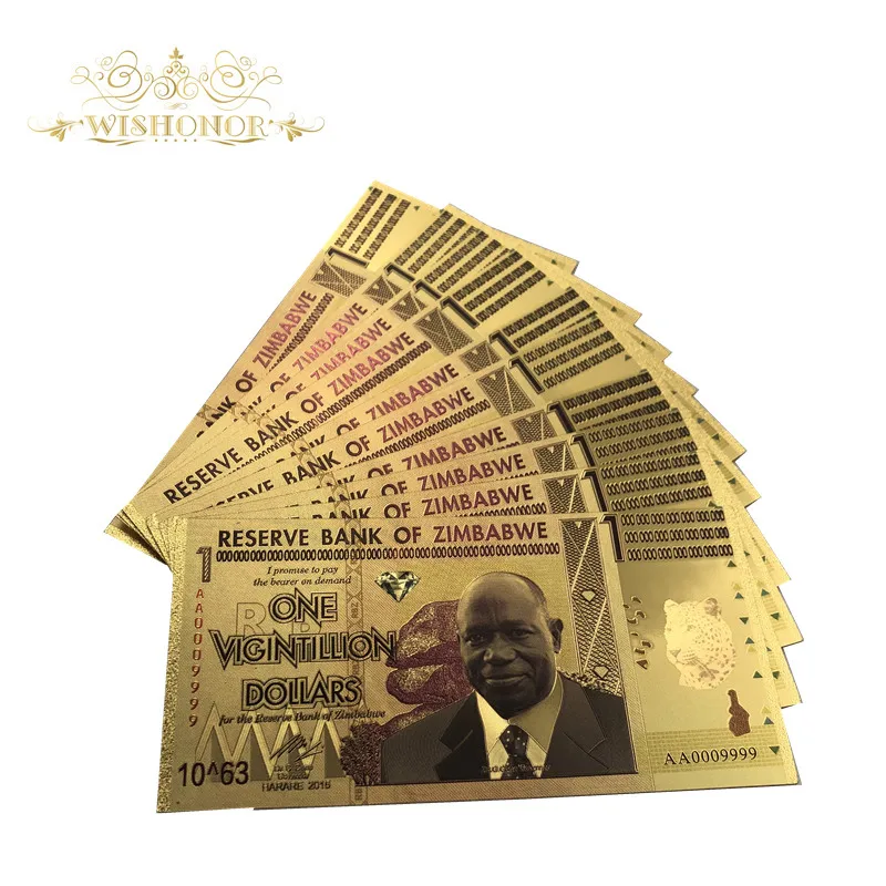 One VICINTILLION 10 шт./партия, банкноты 100 decellion Dolls 24 K, банкноты с УФ-подсветкой для коллекционных подарков - Цвет: One VICINTILLION