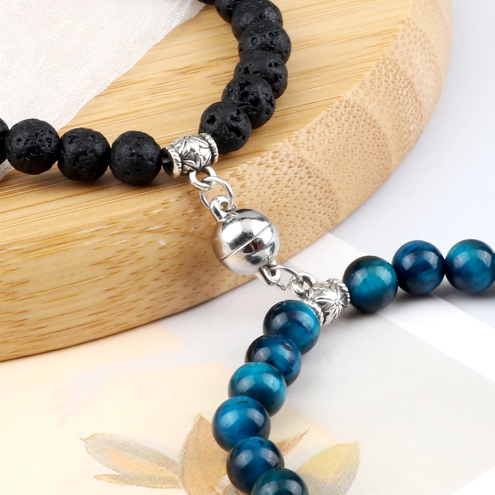 Браслет из натурального камня для пар модные магнитные бусины влюбленных