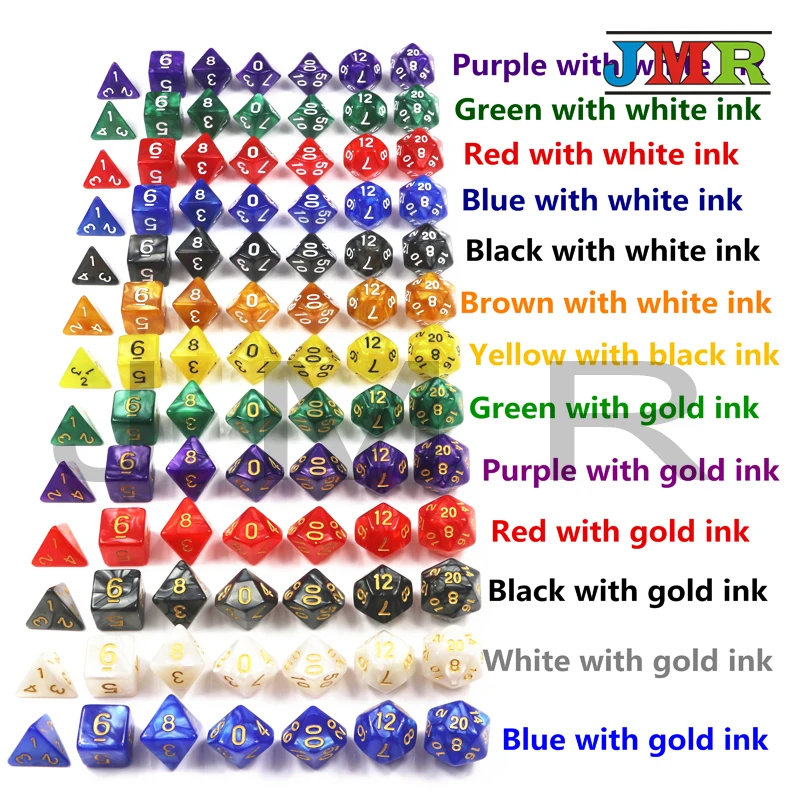 Портативная мраморная игра 7 шт./компл. креативный РПГ DnD Color ful Multi color DND Games D4 D6 D8 D10