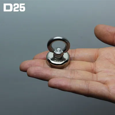 D25 (pull max 12KG) 1 шт./партия, сильное магнитное железо, речная рыбалка, приспособление для ловли рыбы, высокопрочный магнит, Круглый Мощный магнит - Цвет: D25 (pull max 12KG)