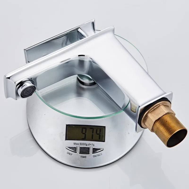 Waterfall Bathroom Sink Faucet Deck Mount Hot Cold Water Basin Mixer Taps Polished Chrome Lavatory Tap Wash | Обустройство дома