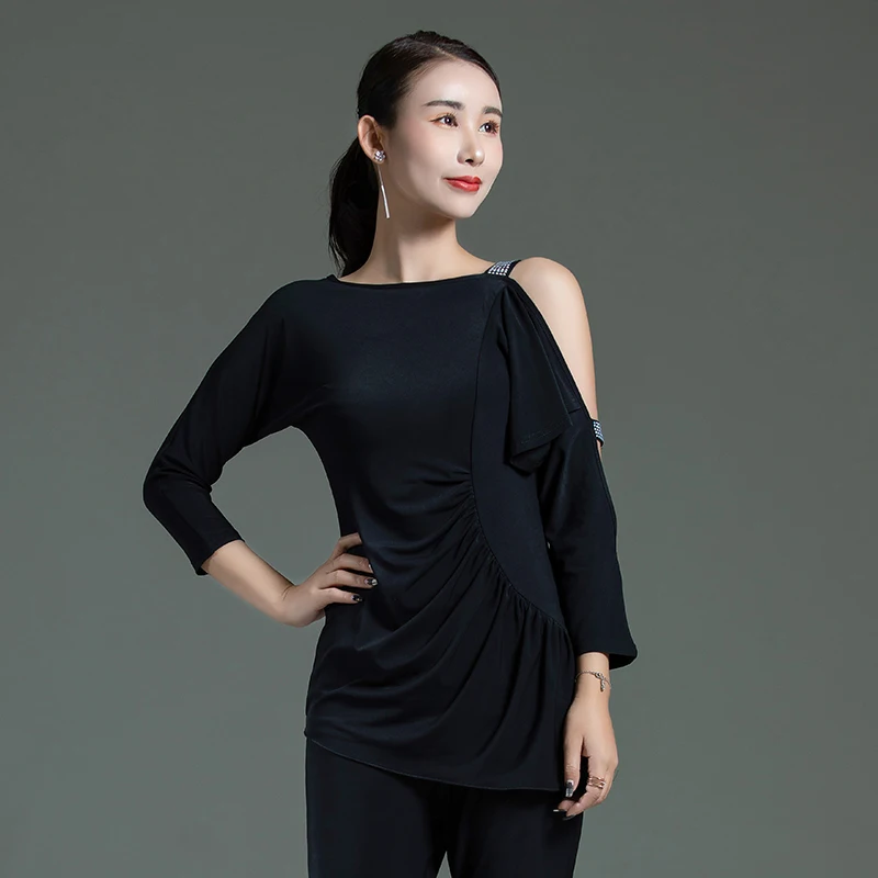 

2021 Latin Dance Costume For Adult Ballroom Practice Wear Salsa Dance Tops Tango Dance Wear Dancer Outfit Designer Clothes