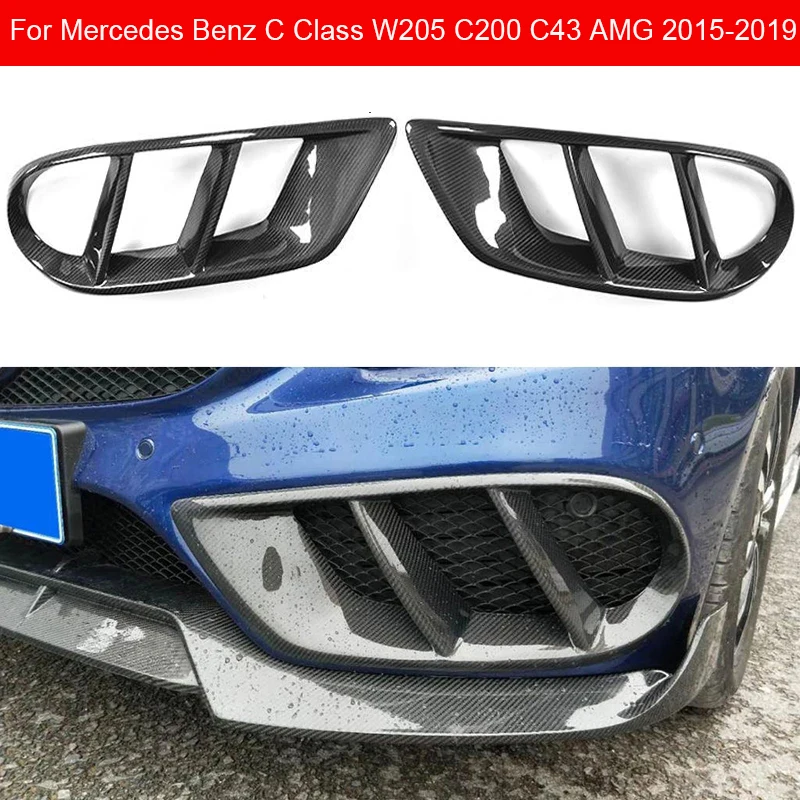 

W205 Front Bumper Air Vent Cover Trim Car Fog Grill Frame for Mercedes Benz C Class C200 Sport C43 AMG 2015-2019 Carbon Fiber
