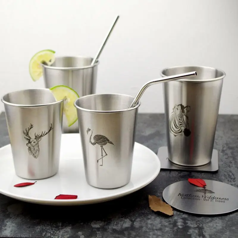 

Stainless Steel Coffee Mug Tea Water Beer Cup Pattern Printed Metal Coffee Mug Personality Hiking Picnic Travel Drinking Supply