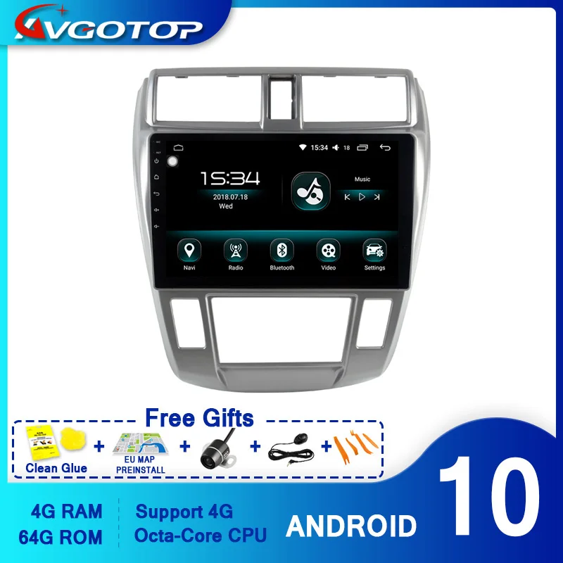 AVGOTOP Восьмиядерный Android 10 0 автомобильный мультимедиа для HONDA 2008 2011 Город