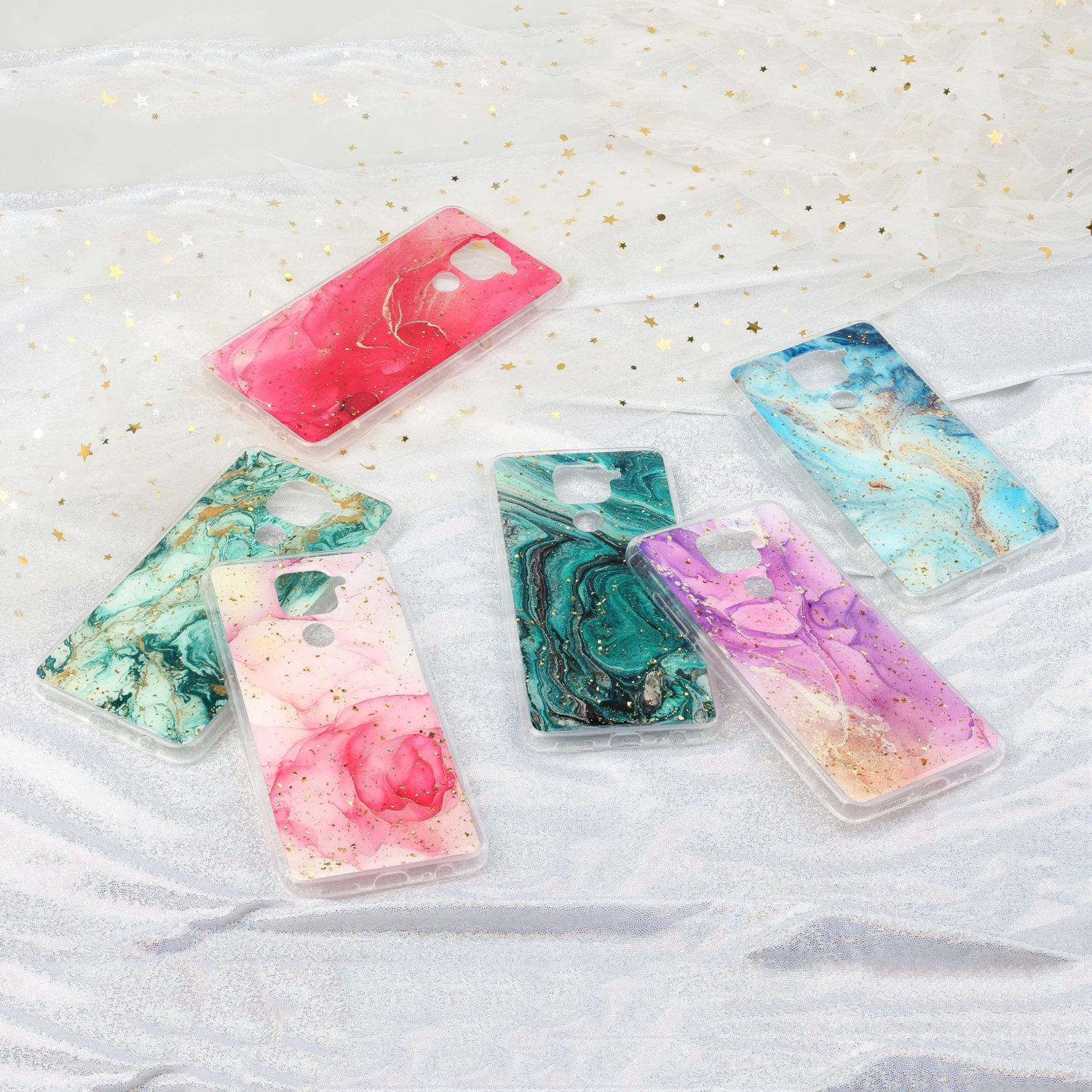 

Fashion flashing gradient Hookah marbling Shockproof Protection Phone Case For Xiaomi Redmi Note 9 9S Pro Max Soft TPU Cover
