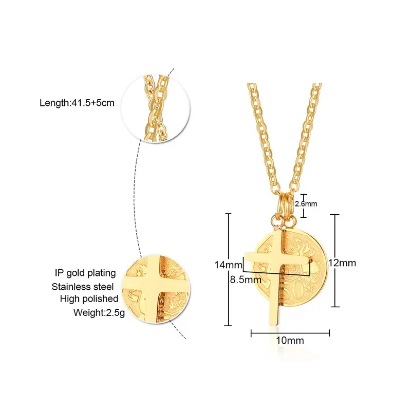 Ожерелье в панк-стиле с позолоченной крестом Девы Марии, религиозным пантелем Благословенной Матери и крестиком.