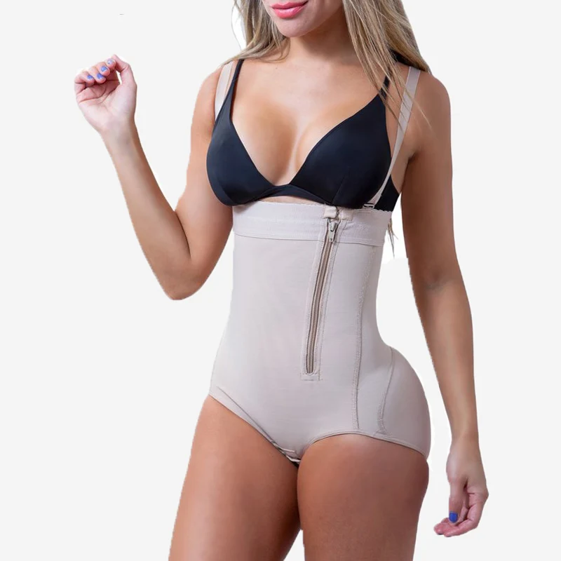 

Burvogue Women Waist Trainer Body Shaper Open Crotch Bodysuit Waist Control Shaper Underwear Butt Lifter Latex Zip Body Shaper