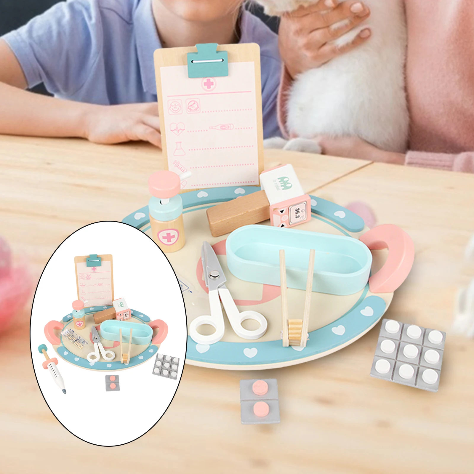 

11 Pieces / Piece Wooden Doctor Kit Toddler Pretend Play Doctor Toy Simulation