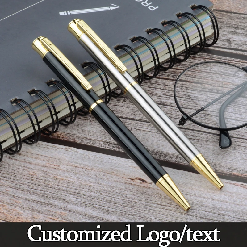 

Luxury Metal Rollerball Pen Silver Black Signature Ballpoint Pens Office School Supplies Stationery Customized Logo Gift