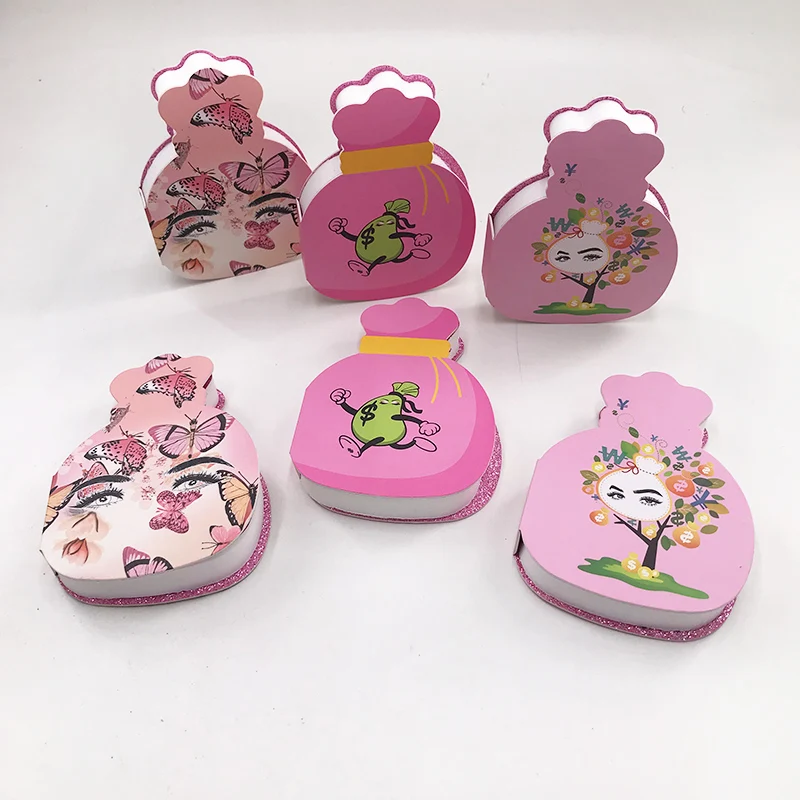 

Empty Pink Foam Box For 16mm-25mm mink eyelashes Gourd shape Packaging