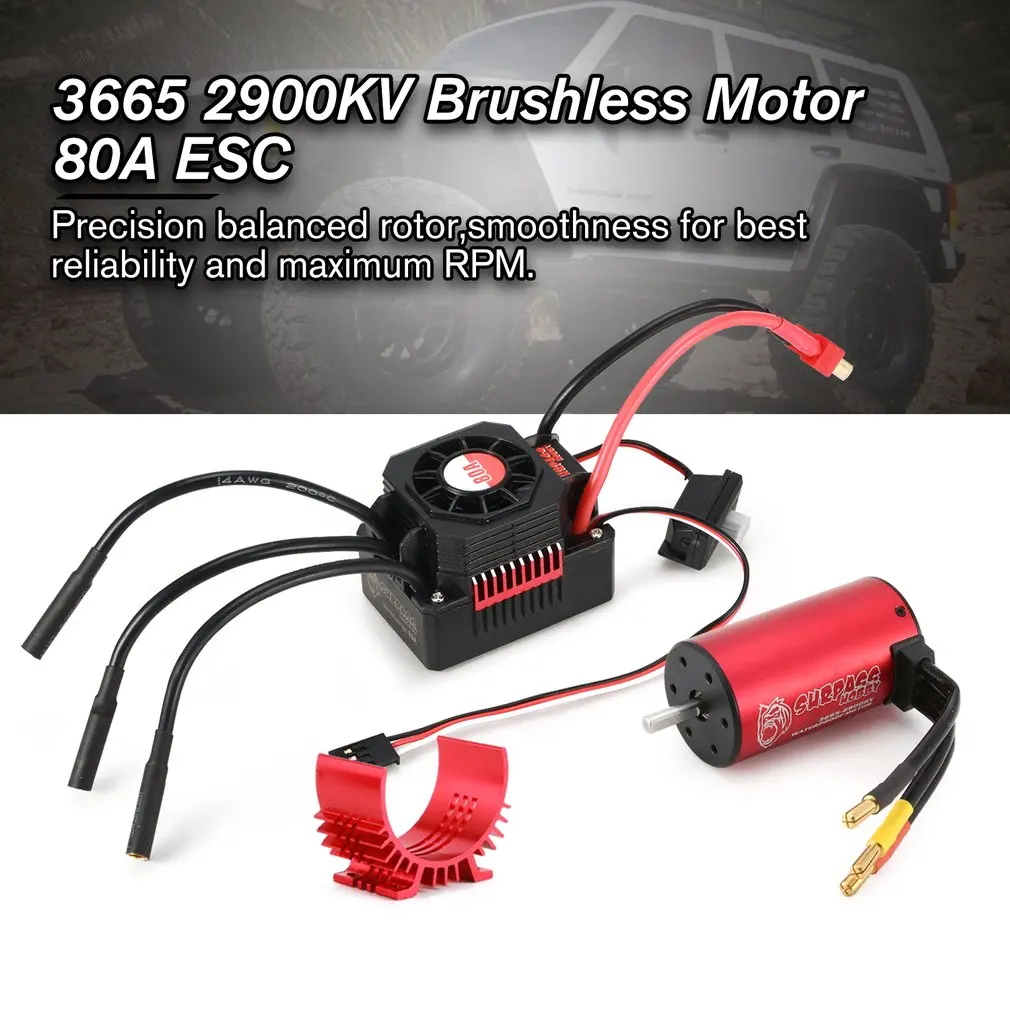 SURPASSHOBBY KK 3665 2900KV бесщеточный двигатель с 80A водонепроницаемый ESC для 2S 3S 1:10