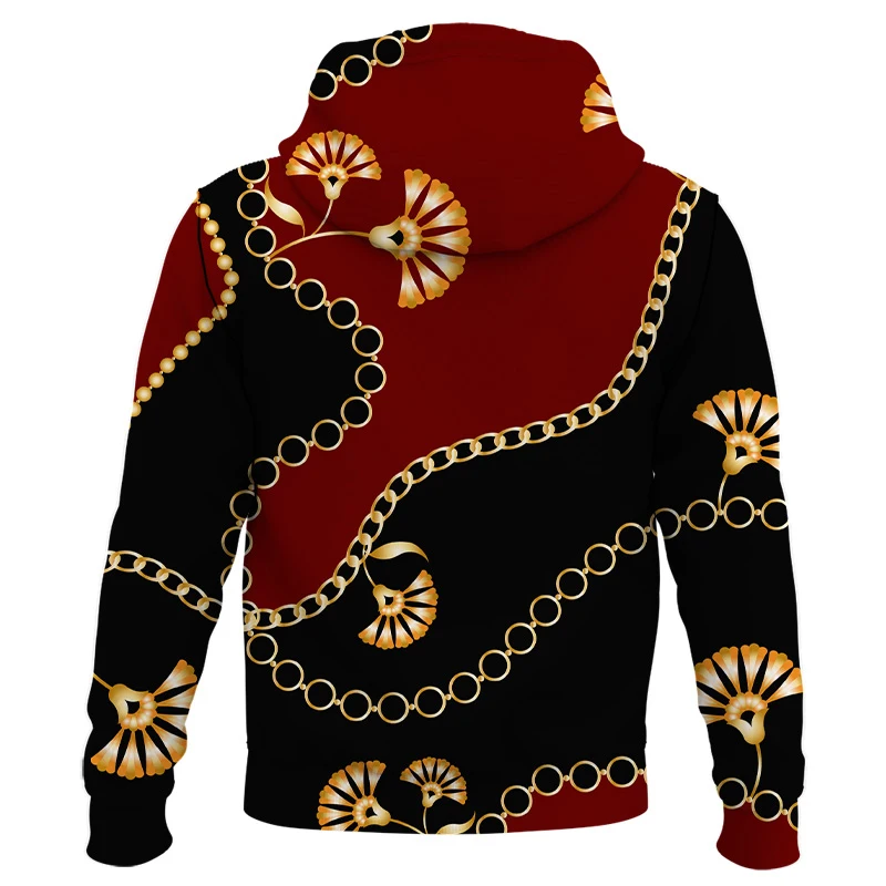 

Luxurious hoodie men's street wear 3D hoodie Iron chain 3D printed hoodie sweatshirt men's and women's casual sweatsh Streetwear
