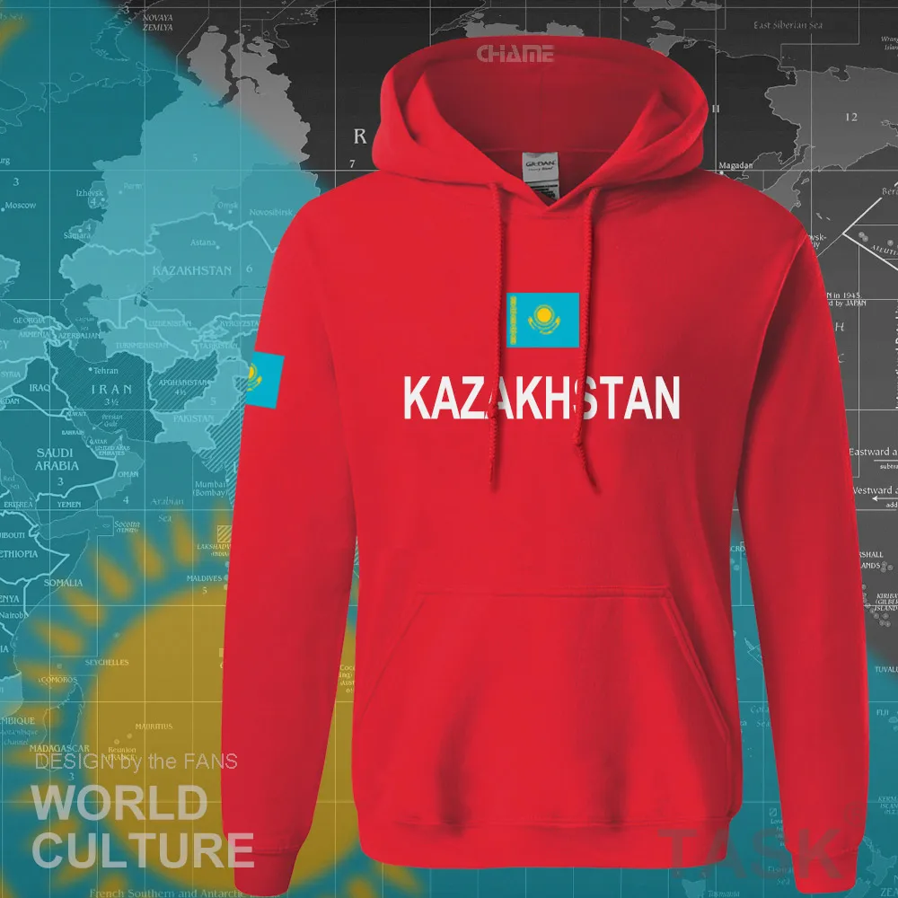 Толстовки с капюшоном символикой Казахстана Мужская толстовка новинка уличная