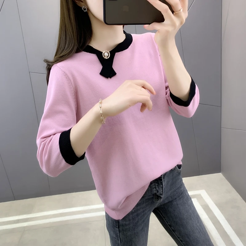 

19839 (6 rooms, 5 rows, No.7 Middle) real shot ice hemp color matching round neck middle sleeve knitting sleeve 46