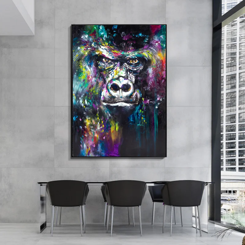 

Modern Street Wall Graffiti Art Canvas Painting Abstract Orangutan Pop Art Canvas Prints for Kids Room Cuadros Decoration