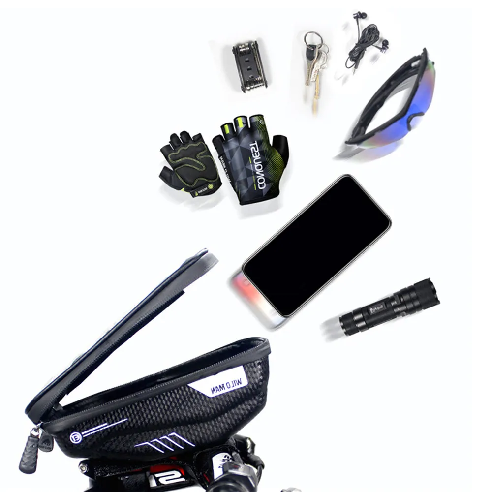 

New Design Bag Cycling Accessories Bicycle Bag Hard Shell Handlebar Bag Touch Screen Mobile Phone Bag Waterproof Bike Front Beam