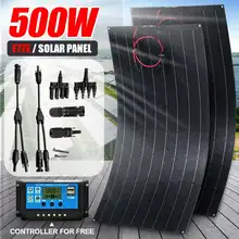 500W 18V ETFE Monocrystalline Solar Panel Outdoor Camping Van Storage Battery Power Bank Charger System Kit Complete For Home
