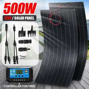500w 18v etfe monocrystalline solar panel outdoor camping van storage battery power bank charger system kit complete for home free global shipping