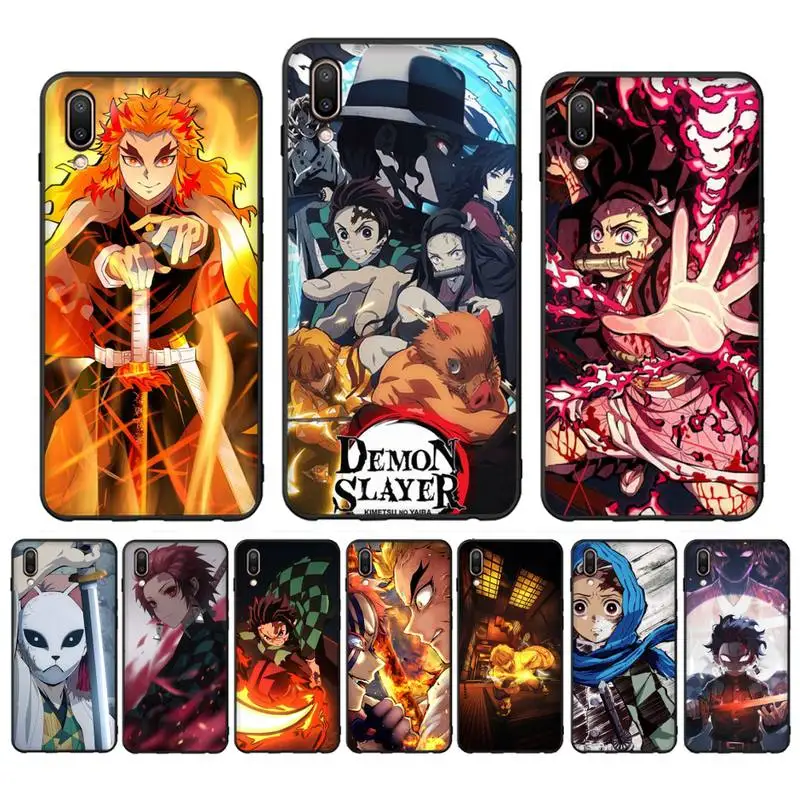 

Anime Demon Slayer Phone Case For Oppo Reno Realme C3 6Pro Cover For vivo Y91C Y17 Y19 Funda Capa