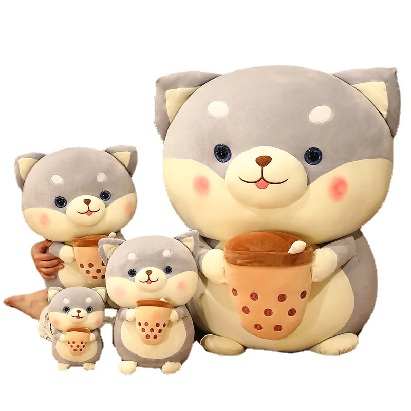 

Милая кукла для собак в виде чашки с молоком, мультяшная плюшевая игрушка Сиба-ину, успокаивающий спутник, кукла для щенка, подарок для девоч...