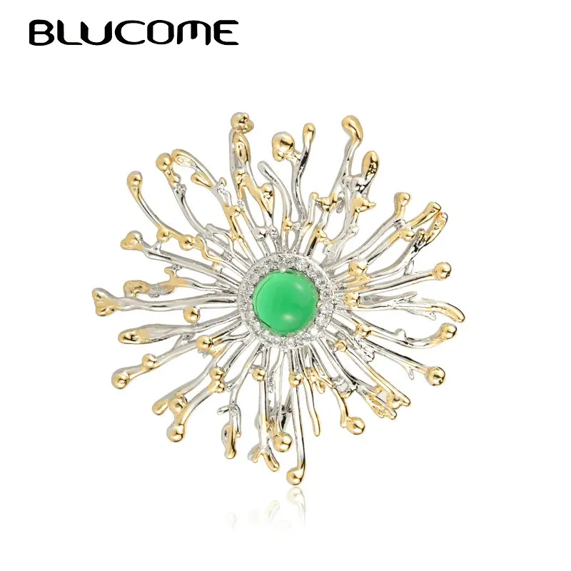 Blucome AAA+ циркон Коралловый цветок брошь булавки для женщин и мужчин изысканные стразы аксессуары для одежды Свадебные воротник клип