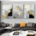 Абстрактная Золотая фольга, плакаты, цветок, роскошная Картина на холсте, черные и белые настенные картины, принты для комнаты, домашний декор