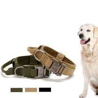 dog collar adjustable military tactical pets dog collars leash control handle training pet cat dog collar