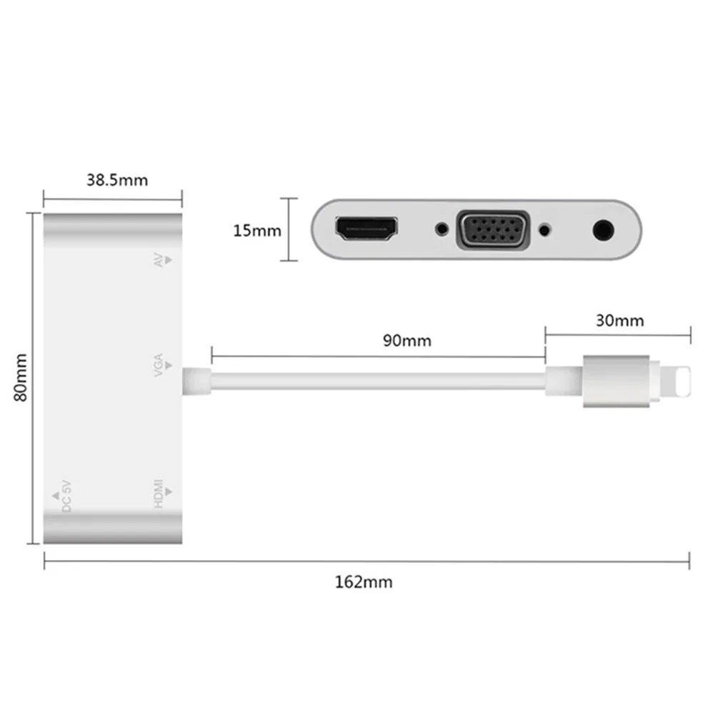 Адаптер Lightning с разъемом на HDMI/VGA/3 5 мм для наушников адаптер 1080P преобразователь |