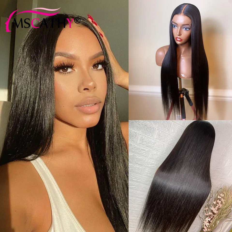 

30 Inch Lace Front Human Hair Wigs Straight Lace Front Wig Pre Plucked Full Lace Wig Natural Color Wigs For Women Human Hair Bob