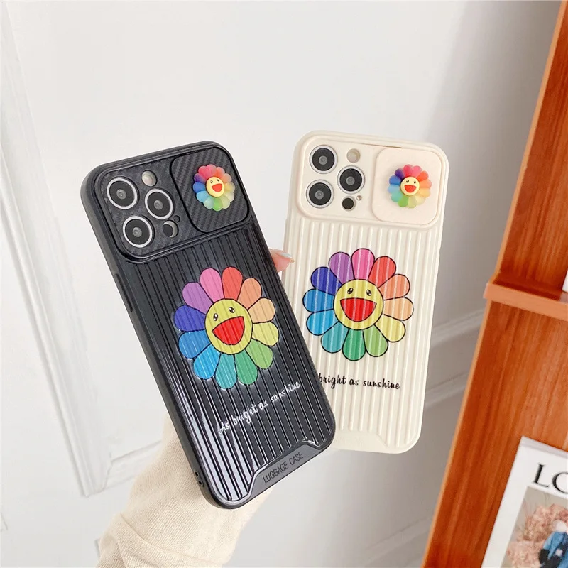 push window fashion cover for apple iphone 12 mini 7 8 x xs xr max 11 pro plus hot luxury brand smiley sun flower silicone case free global shipping