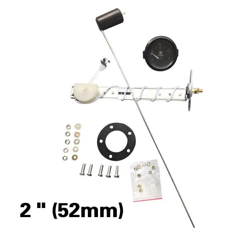Gauge with float Автомобильный измеритель с датчиком подачи топлива, белый светодиодный светильник, черный обод, автомобильная панель приборов, 12 В, 2 дюйма, 52 мм, белый циферблат, датчик уровня топлива - Цвет: Gauge with float