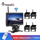 Система камер заднего вида Podofo, беспроводная ИК-камера 7 дюймов, с функцией ночного видения, с 4 камерами заднего вида, для автобусов и грузовиков