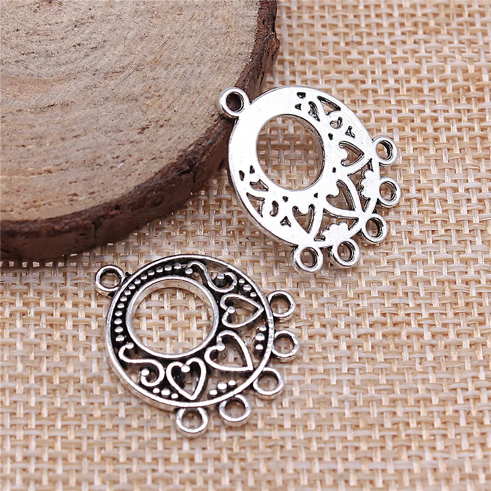 

10pcs 20x24mm Hollow Heart Porous Chandelier Earring Connectors Antique Silver Plated Jewelry Findings Jewelry Accessories