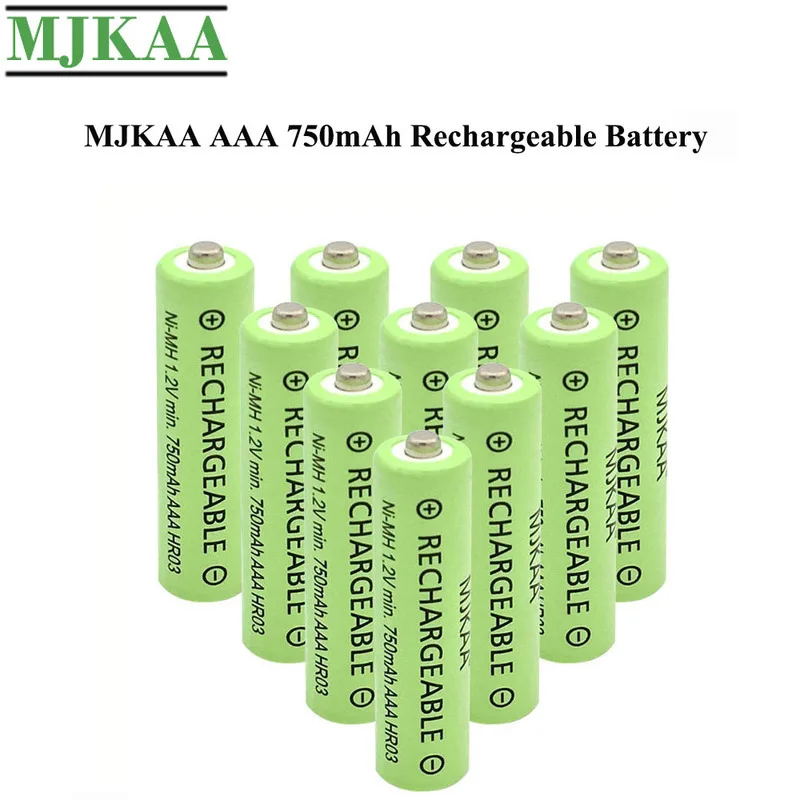 MJKAA 10 шт. AAA 1 2 V 750mAh ni mh аккумуляторная батарея хорошего качества NIMH 3A батареи для
