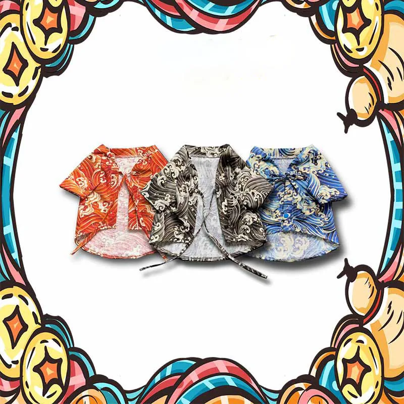 Fashion trendy brand spring and summer pet clothes Japanese kimono surf cat dog | Дом и сад