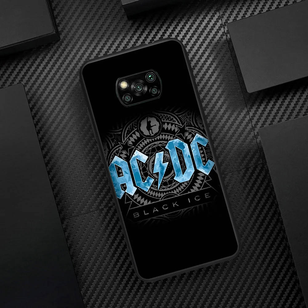 

AC DC Band Phone Case Cover Hull For Xiaomi Mi A2 A3 8 9 SE 9T 10 10T Lite Pro Ultra Poco X3 black Shell Soft Prime Trend Coque
