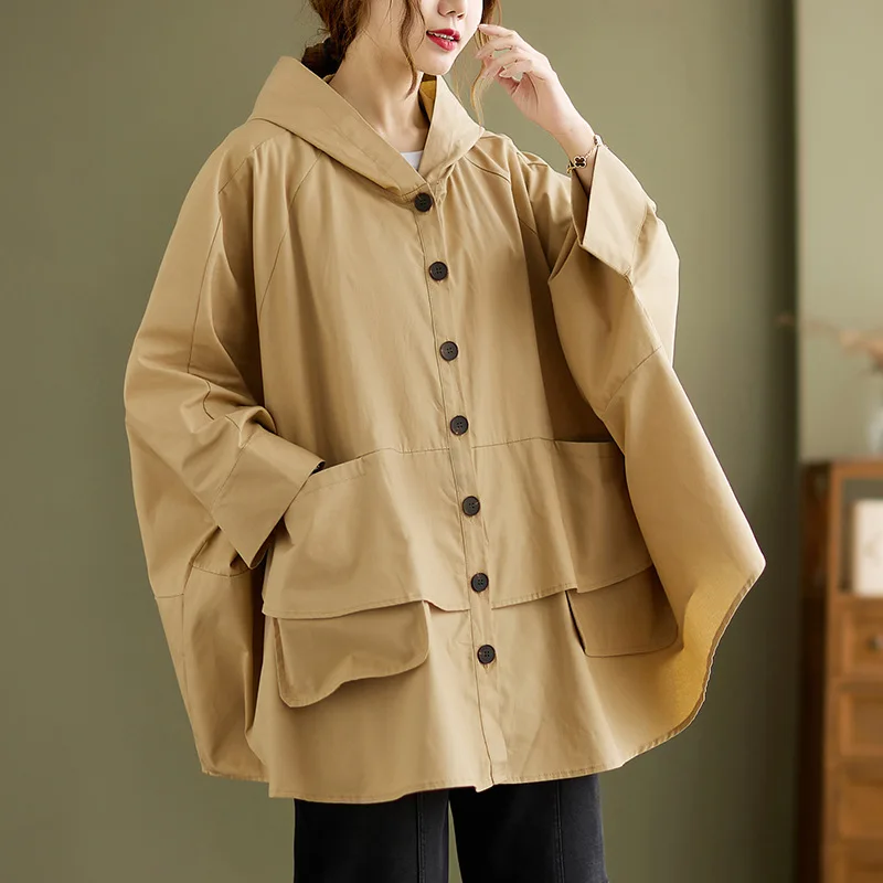 

Повседневный Свободный плащ-Тренч VANOVICH в стиле преппи с капюшоном, новинка осень-зима 2021, стильная женская куртка, пальто