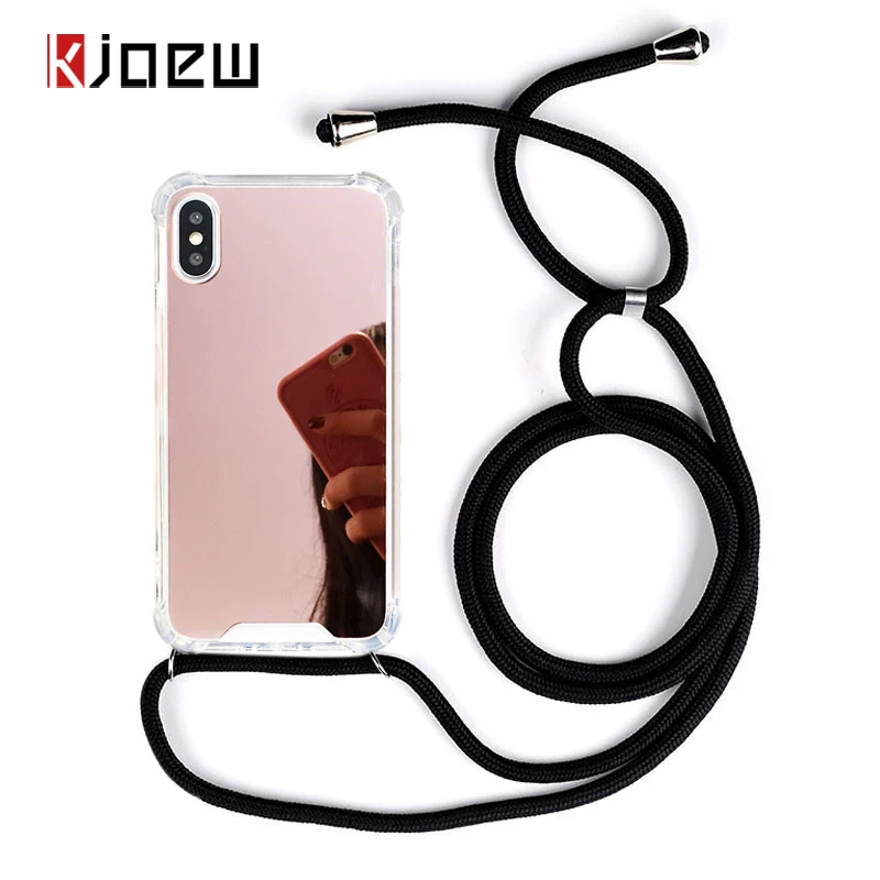 Противоударный чехол KJOEW с ремешком и для iPhone 7 8 6 6s Plus 11 Pro X XR XS Max зеркальные чехлы