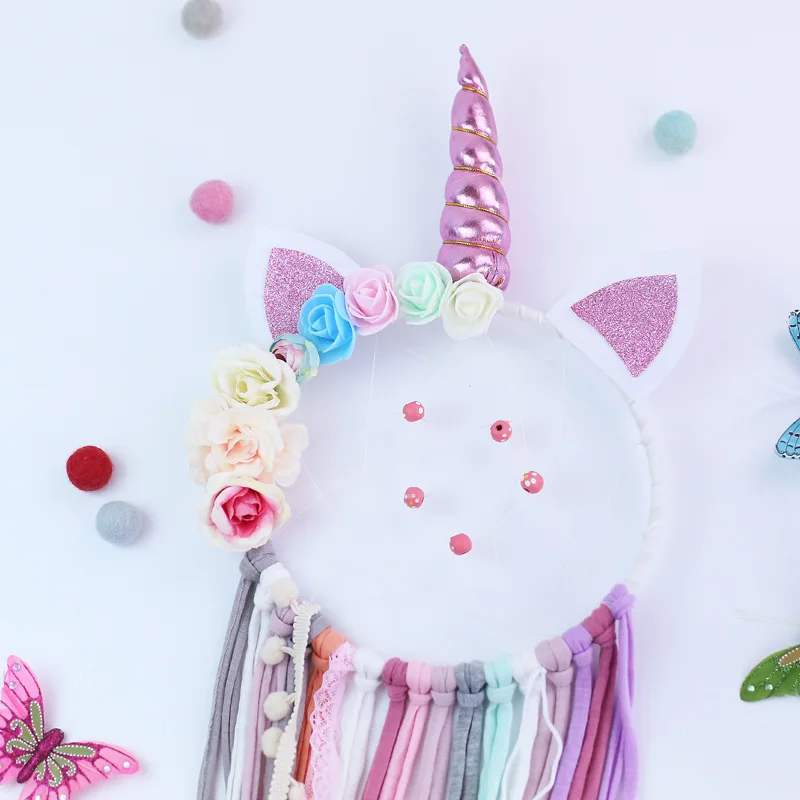 

Dream CatcherUnicorn Ribbon Cotton Cloth Dreamcatcher Wall Hanging Decor Ornament Room Decoration Photo Props Backdrop Gift