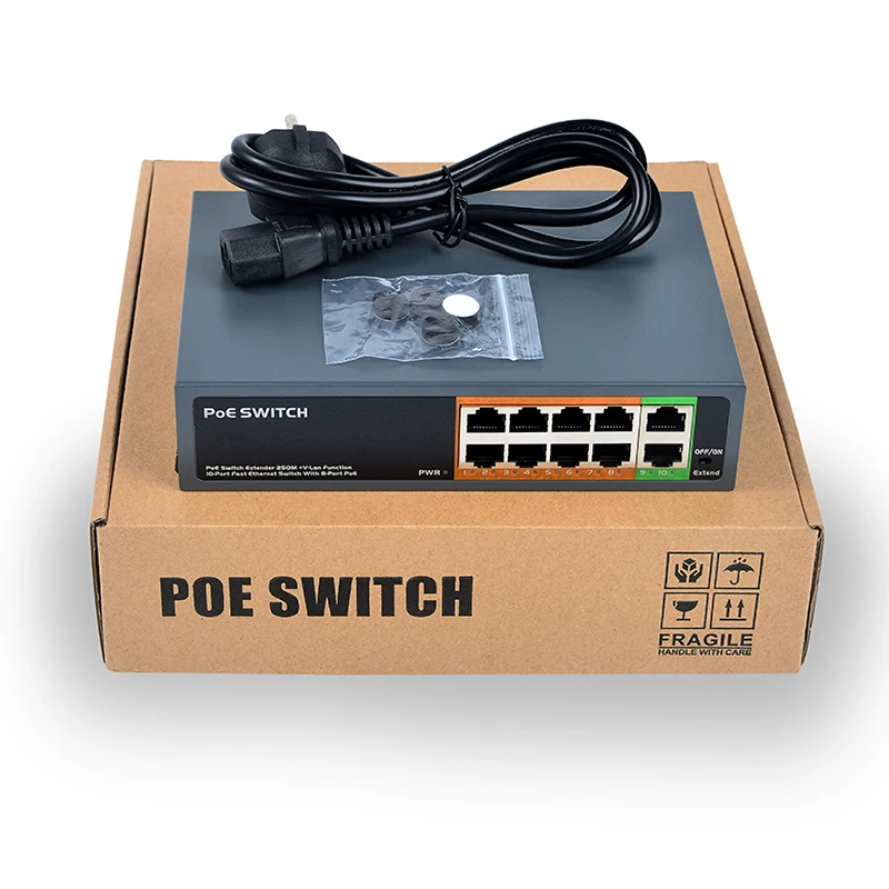 Коммутатор POE с 8 портами и поддержкой 10/100M IEEE802.3af/at 96 Вт 48 В подходит для