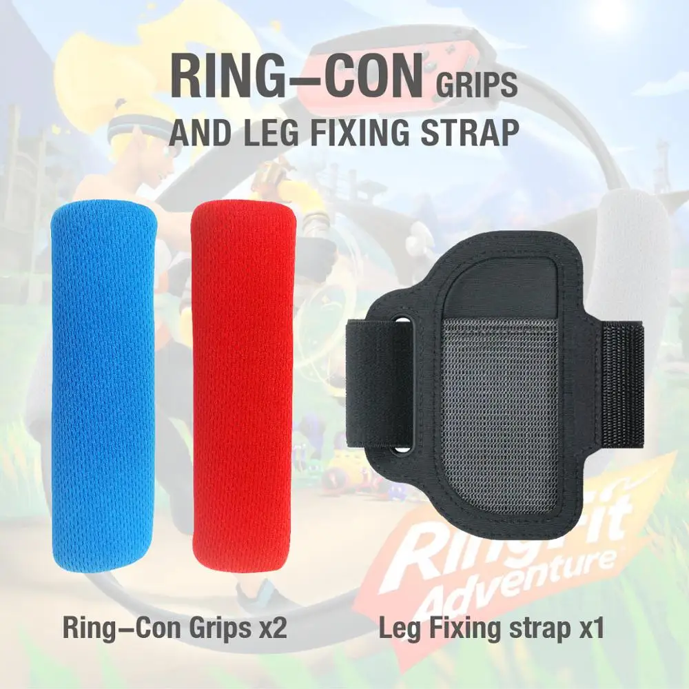 

3 in 1 Adjustable Elastic Leg Strap Sport Band 56cm Ring-Con Grips Leg for Nintend Switch Joy-Con NS Controller Accessories