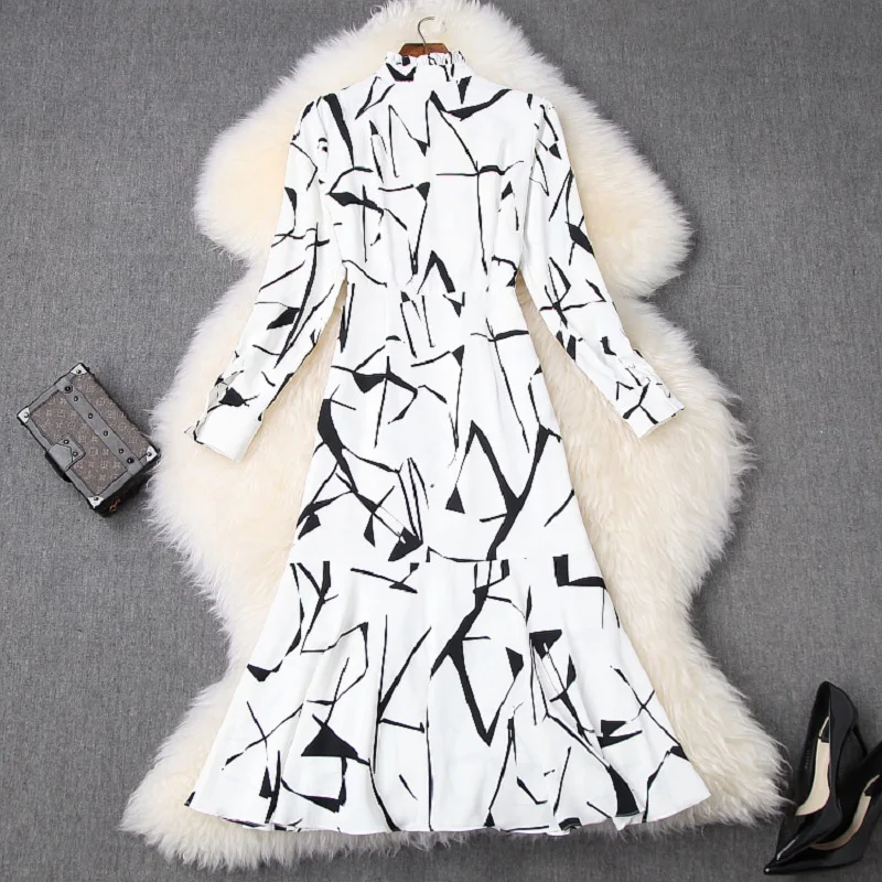 

Ladies Sleeve Ummer Full Party Dresses Club Sexy Dress Spring 2021 New Superior Quality Printing Women Slim Grace Long Dress S