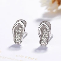 925 sterling silver cute and playful slippers simple inlaid zircon crystal female earrings party ladies gifts